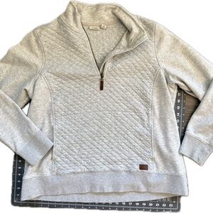Light Heather Gray Quilted Half-Zip Pullover